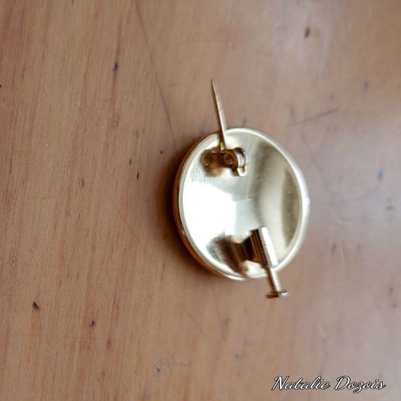 Damascene Brooch Floral and Bird Design - Picture 6 of 6